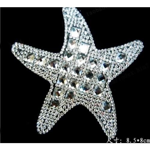 Free ship!5pc!Flash starfish pattern hot fix rhinestone,embellishment,heat transfer rhinestone motif,pointback rhinestone