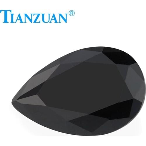 Black color pear shape dia mond cut Sic material moissanites loose gem stone