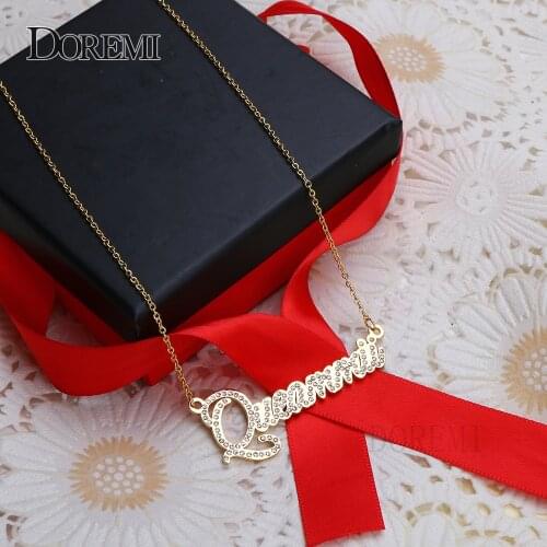 DOREMI Personalized Name Necklace & Pendants For Women bling jewelry iced out Initial Choker Custom bling initial necklace