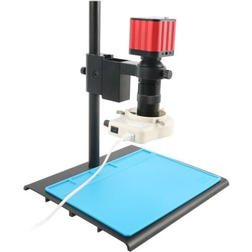 4K 1080P USB HDMI Electronic Digital Industrial TF Video Microscope Camera 100X C mount Lens 56 LED Ring Light For PCB Repair