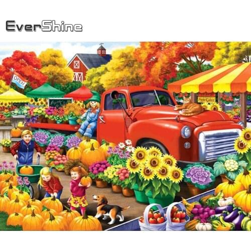 Evershine 5D DIY Diamond Painting Flower Craft Kit Diamond Embroidery Car Landscape Cross Stitch Autumn Home Decorations