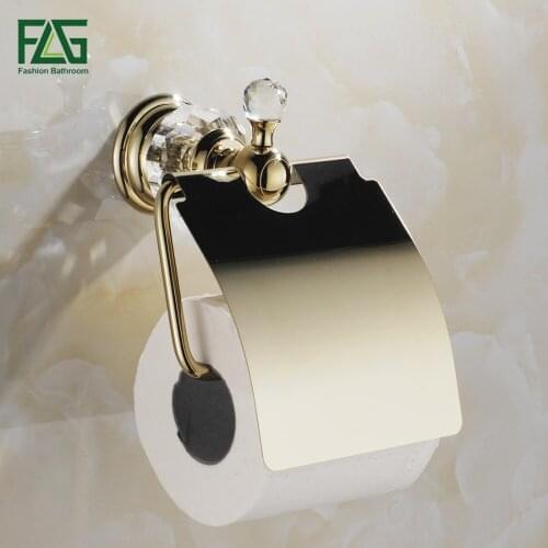 FLG Free Shipping Crystal & Brass Gold Paper Box Roll Holder Toilet Gold Paper Holder Tissue Box Bathroom Accessories G154-04G