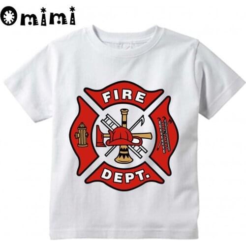 Children Fireman Gift Firefighter Design Tops Boys/Girls Casual T Shirt Kids Cool White T-Shirt