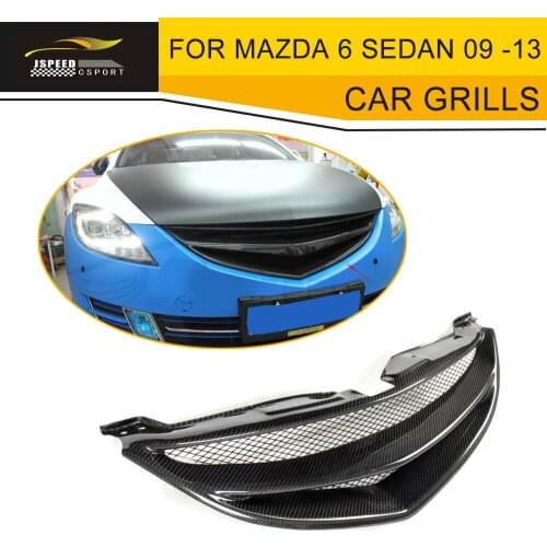 Carbon Fiber Car Grills Front Bumper Grill Grille For Mazda 6 Sedan 4 Door Only 2009 - 2013 GS GT I S Grey FRP