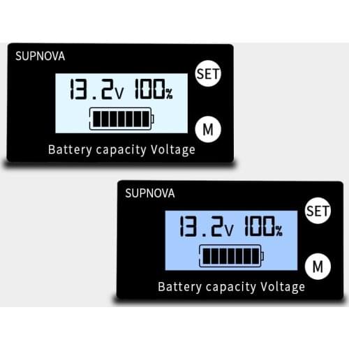 DC 8V~100V Li-ion Lifepo4 Lead acid Battery Capacity Indicator Digital Voltmeter Tester Temperature Monitor 12V 24V 36V 48V 96V