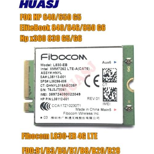 Fibocom L830-EB 4LTE WWAN Card For HP L35286-005 Intel XMM 7262 LTE-Advanced Cat6 300Mbps for 640 650 G5 840 846 850 G6 X360 830