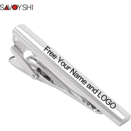 SAVOYSHI Classic Silver Color Tie Clip For Mens Special Business Gift Pin Clasp Tie Bar Fashion Male Jewelry Free Engraving Name