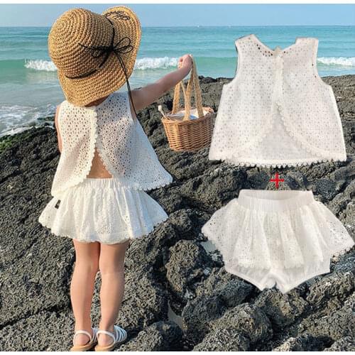 2021 spring and autumn new fashion childrens lamb print denim gauze skirt set girls denim jacket + gauze skirt two piece set