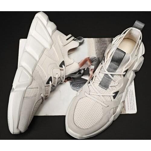 2021 Summer Mens Sneakers Trendy Breathable Mesh Shoes Women Comfortable Gym Casual Lace-Up Mid-Top Sneakers
