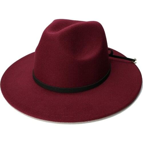 LUCKYLIANJI Retro Kid Child Vintage 100% Wool Wide Brim Cap Fedora Panama Jazz Bowler Hat Black Rope Band (54cm/Adjusted)