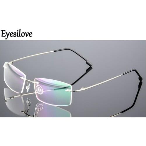 Eyesilove fashion finished rimless myopia glasses ultra-light men women Nearsighted Glasses non-screw rimless Myopia eyeglasses