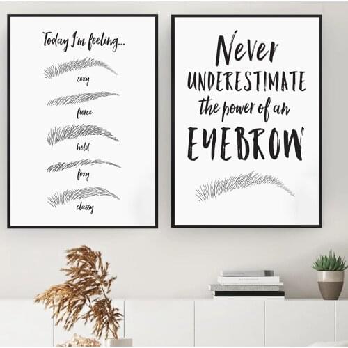 Fashion Eyebrow Shapes Poster Black and White Wall Art Canvas Painting Print Makeup Beauty Picture for Girl Bedroom Decoration