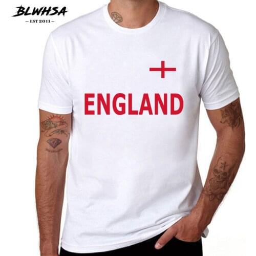 BLWHSA New ENGLAND Flag Printing T Shirts Men Fashion Short Sleeve Cotton T-shirt Summer ENGLAND Tshirts Clothing