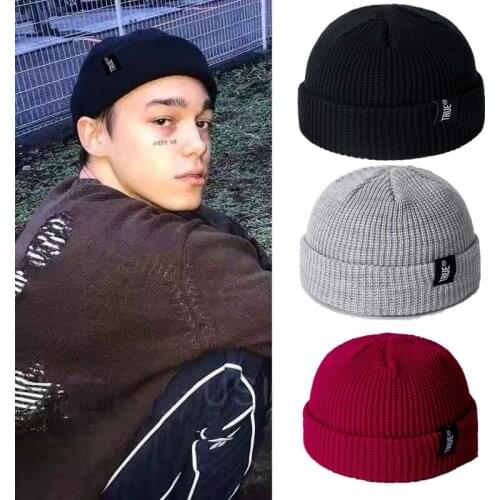 IWINTER Men Knitted Hat Beanie Solid Color Cap Retro Ribbed Cuffed Short Melon Hat Skullies Beanies Casual Winter Hat Skullcap