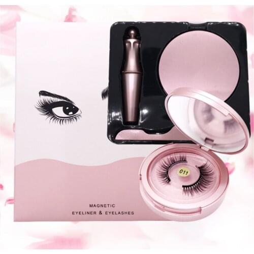 ONE pair Magnetic Eyelashes Eyeliner 5 Magnet Natural Short Magnetic False Lashes Set Lasting Eyelashes Set for Makeup Tool