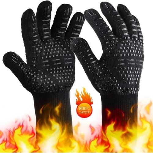 Hot BBQ Grilling Cooking Gloves Extreme Heat Resistant Oven Welding Gloves High Quality Kitchen Barbecue Glove 1PC