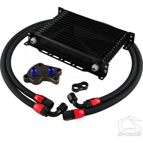 Fit For BMW Mini Cooper S R53 02-06 15Row Oil Cooler+Filter Adapter Kit Black/Blue