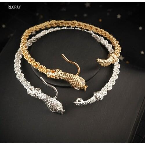 RLOPAY Turkish Snake Arm Bangles In Gold Arabic Bridal Bracelet Bangle Big Size Ethnic Anklets Bridesmaid Jewelry