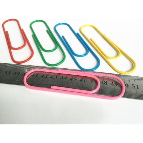 40pcs Paper Clips Mixed Color 100MM Jumbo Metal-Coated Paper Clip Holder Multicolored Files Sheet Holder for Office School(Rando