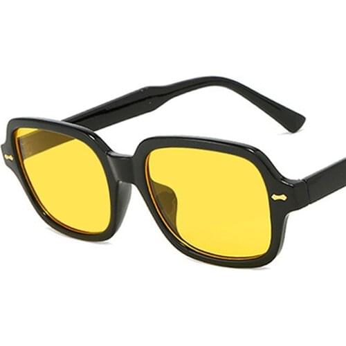 Vintage Square Frame Sunglasses UV Protection Clear Lens Ultra-Light Fahsion Comfortable For Women Men Black Yellow Red