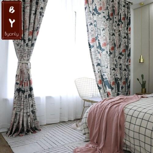 Modern Boutique Curtains for Living Dining Room Bedroom Simple Polyester Cotton Printed Fabric Curtain Fabric