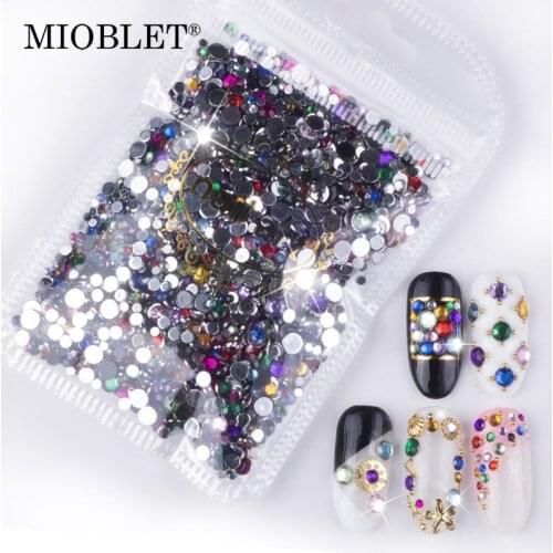 1 Pack 300pcs Multi-size Crystal Colour Nail Rhinestones 3D Magic Flat Back Glass Gem Shiny Nail Art Decorations DIY Accessories