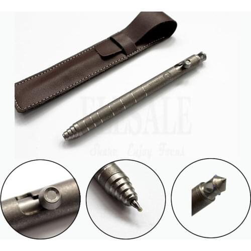 New Titanium TC4 Tactical Pen Retro Design Bolt Switch Outdoor Self-Defense Glass Breaker EDC Ball Point Pen Gift Pen Bag