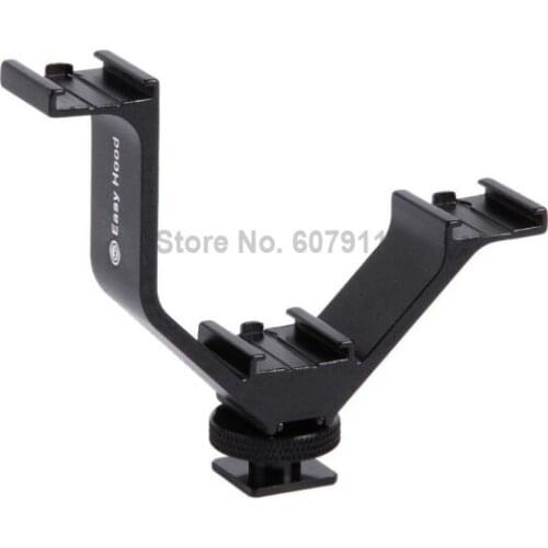 16.4CM Triple Shoe V-Bracket V-Shape Wide 3 Hot Cold Shoe Bracket for Flash Speedlite Micophone Led Light 80D 77D 800D 70D 5D4