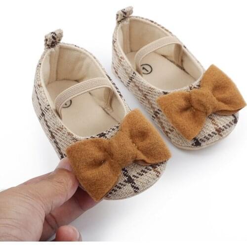 Spring Summer Princess Baby Girls Shoes Newborn Toddler Butterfly-knot Causal Shoes Plaid Footwear Soft Sole Prewalker 0-18M