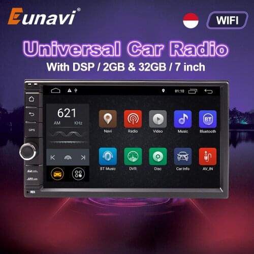 Eunavi 2 Din Universal Android 10 Car Radio Audio Auto GPS Multimedia Player WIFI Navi 7 inch Screen RDS AM FM DSP 2Din no DVD