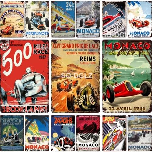 Monaco Vintage Metal Signs Tin Sign Retro Garage Decor Plaque Metal Plaque Repair shop Wall Decorative Iron Plate