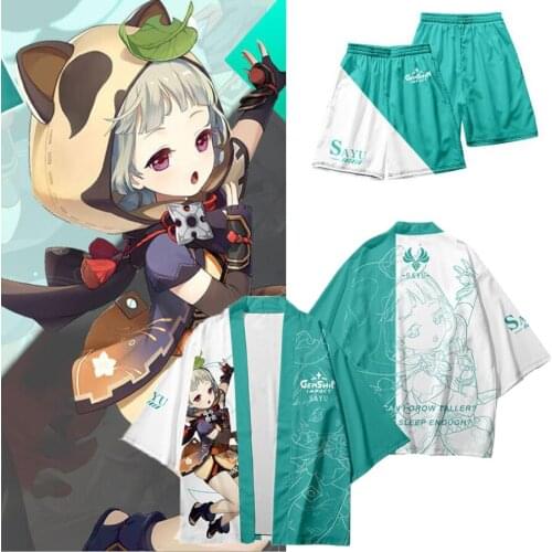 Game Genshin Impact Sayu Japanese Kimono Haori Yukata Cosplay Women/Men Fashion Summer Short Sleeve Kimono Shirts Streetwear