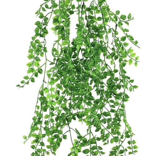 Green Artificial Leaves Fake Plants Vine Flowers For Home Garden Wall Hanging Seaweed Rattan Ivy Wedding Birthday Party Decor