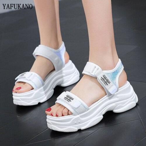 2020 High Heeled Sandals Female Summer 2020 Women Thick Bottom Shoes Wedge with Open Toe Platform Shoes Increased Shoes