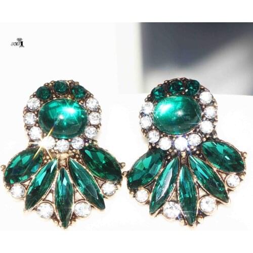 YaYi Jewelry Fashion Bohemia Green Glass Crystal Rhinestone Dangle Women Hook Eardrop Wear Ear Band Long Tassel Earrings Gift