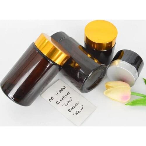 10pcs 5/10/15/20/30/50/100g Travel Mini cream glass jars clear glass container with gold black silver cap Cosmetic Packaging