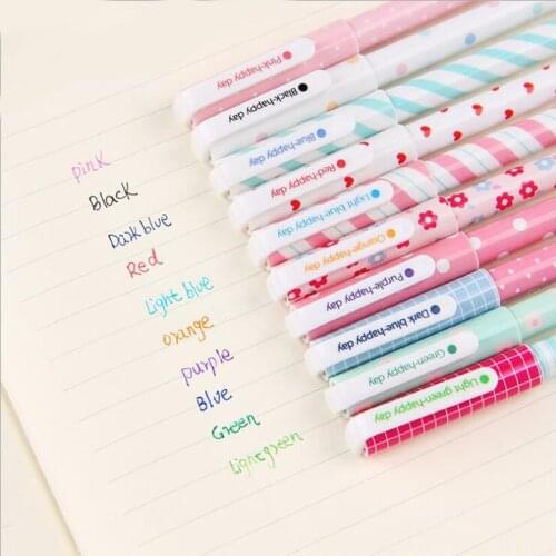 10pcs/pack 10 colors New Cute Cartoon Colored Gel Pen Set Kawaii Stationery Gift Office & School Supplies Papelaria G142