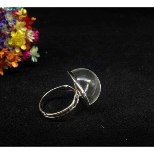100sets/lot 18mm half ball glass dome globe with silver color classic tray ring findings set glass bottle rings handmade jewelry