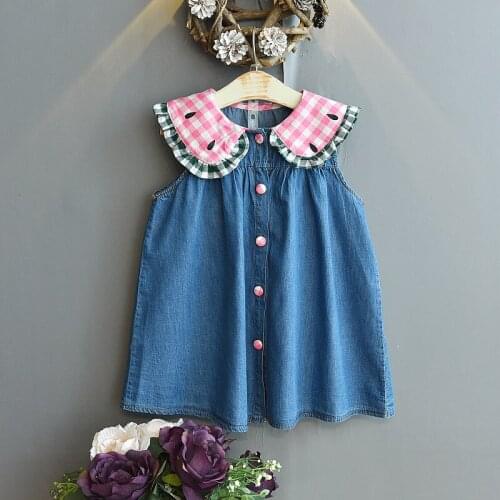 2020 girls flower dresses summer lovely dresses denim dress princess dress girls dresses 16