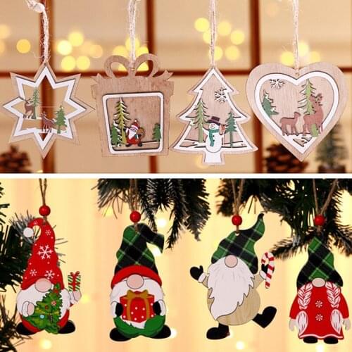 2022 New Year Xmas Tree Decoration Home Wooden Hanging Sign Door Decoration for Christmas Tree Ornament Wood Navidad 2021 Gift