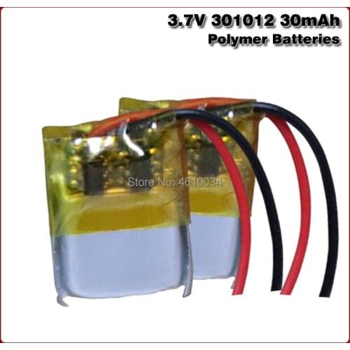 301012 3.7V 30mAh Rechargeable Lithium li Polymer Battery For bluetooth headset headphone Mp3 speaker mouse recorder