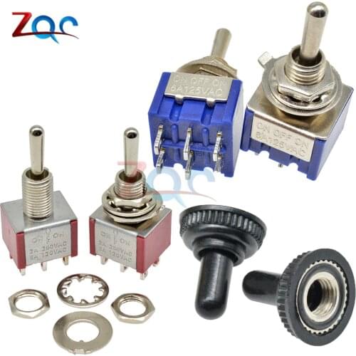 5pcs Mini auto MTS-203 Toggle Switch 6 Pins 3 Position Latching SPDT DPDT MTS203 ON-OFF-ON 125VAC 6A/5A 250VAC 3A/2A Mounting