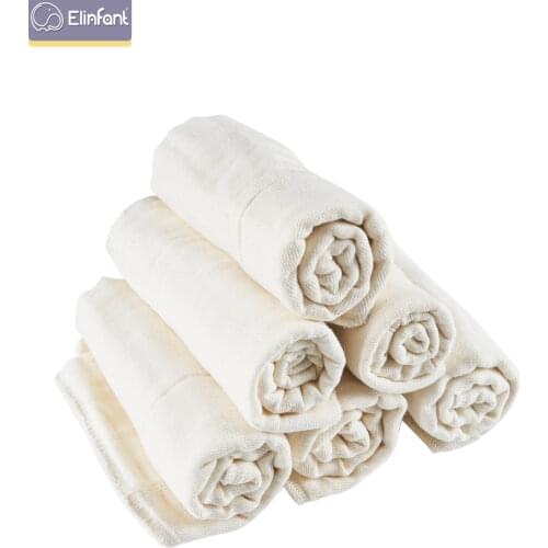 Elinfant 6pieces/lot 100% Soft Unbleached Cotton for softness and fast absorbency baby prefold cloth diaper insert