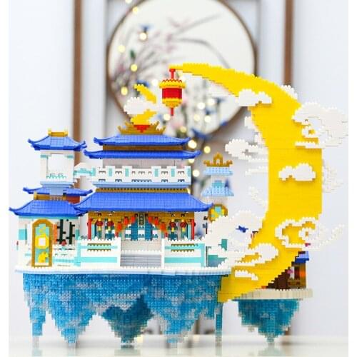 8008pcs+ Moon Palace Mini Building Blocks Chinese Culture Architecture 3D Model YZ080 Micro Diamond Bricks Toys For Kid Gift