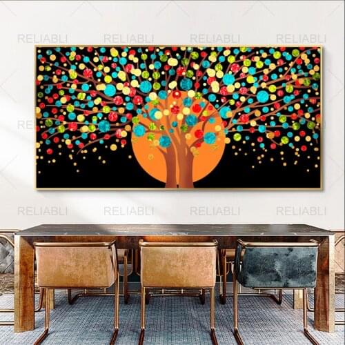 Abstract Golden Tree Posters and Prints Canvas Painting Big Size Landscape Tree Picture for Interior Home Decor No Frame Cuadros