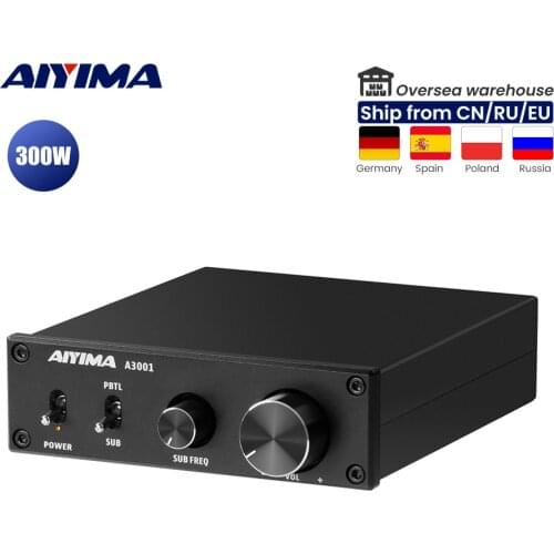 AIYIMA A3001 TPA3255 Subwoofer Power Speaker Amplifier 300W Mono Hifi Home Audio Amplifier NE5532 OP AMP Bass Treble Adjust