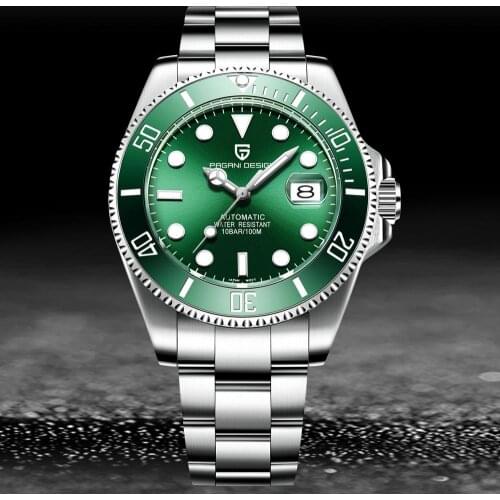 PAGANI DESIGN Brand Green Watch Men Automatic Mechanical Wristwatches Mens Sport Waterproof 100M Luminous Business Mens Clock