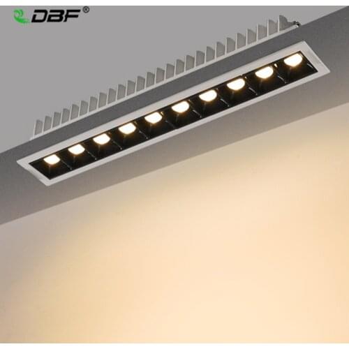 [DBF]Single Row Long Square LED Ceiling Spot Light Non Dimmable 2W 4W 10W 20W LED Recessed Downlight for Living room Aisle Light