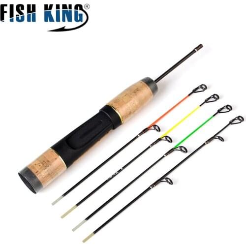 FISH KING Winter Ice Fishing Rod 43cm C.W 2-30G spinning Rod With Four Rod Tips EVA Cork Handle For Winter Ice Fishing