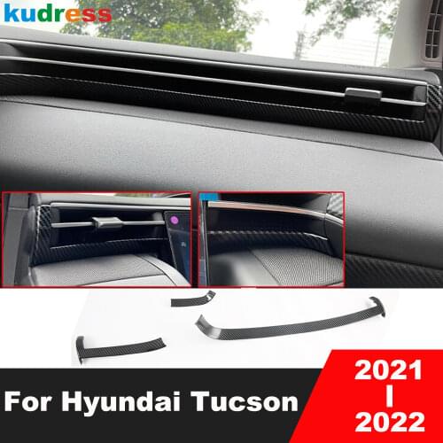 For Hyundai Tucson 2021 2022 2023 Carbon Fiber Dashboard Air Condition Vent Outlet Cover Trim Accessories Car Styling 3pcs LHD
